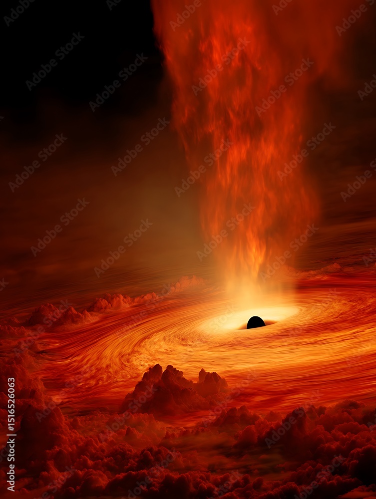 Fototapeta premium Cosmic Event Horizon, Fiery Vortex