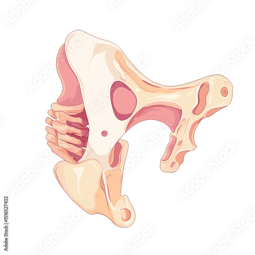 Anatomical Illustration of Human Pelvis Bone Structure on White Background
