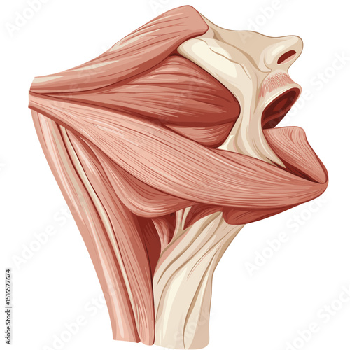 Anatomical Illustration of Muscles and Tendons Showing Medical Illustration of Human Muscular System with Detailed Biological Cross Section