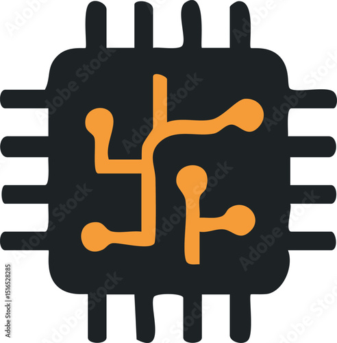 Microchip Icon Representing Processing Technology and Circuits