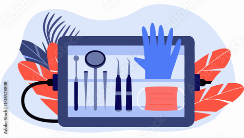 Dental tools sterilized and ready ensuring a safe and healthy visit to the dentist clean in vector graphics