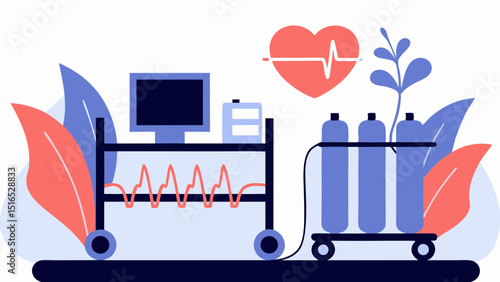 Vital signs monitor displays hope A heartbeat represents life amidst a modern medical facility with clean flat