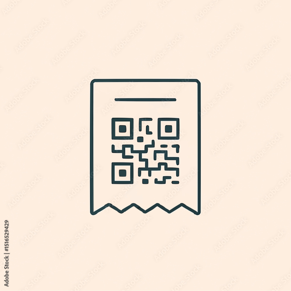 Minimal receipt with QR code — digital transaction record. Minimal receipt with QR code — digital transaction record.