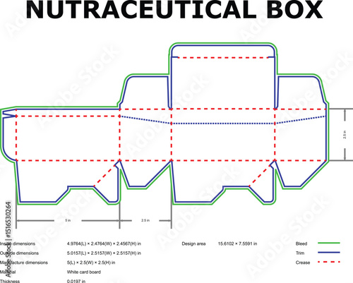 Nutraceutical box packaging die-cut template design