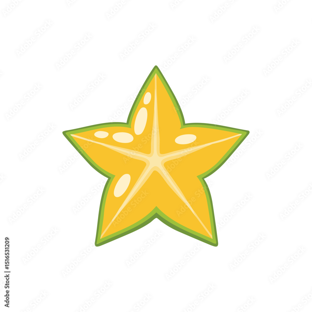 Obraz premium Starfruit Illustration , Tropical Fruit Graphic with Star Shape and Yellow Flesh.