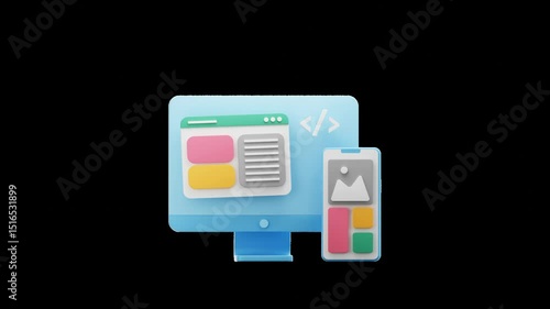 Responsive Web Design: 3D animation of a Computer and Smartphone