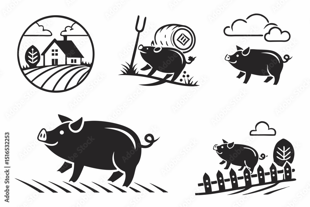Fototapeta premium farm animals set
