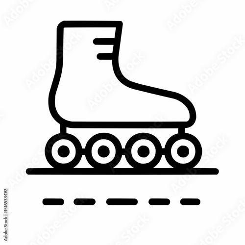 Minimal rollerblades on dotted street path — active leisure.