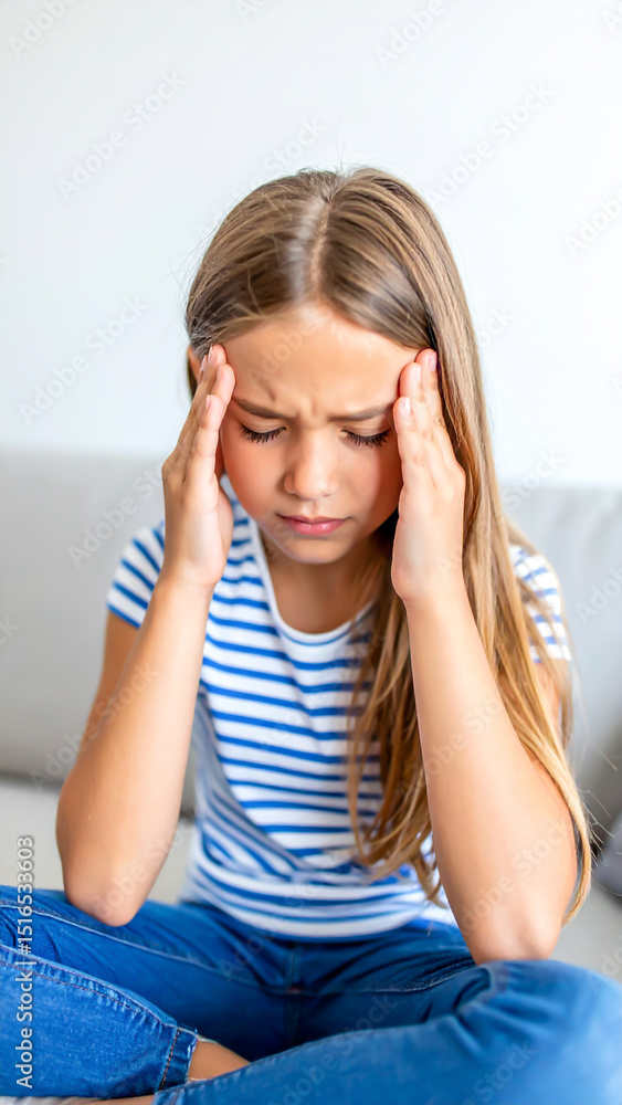 Mädchen mit Kopfschmerzen Mädchen mit Kopfschmerzen