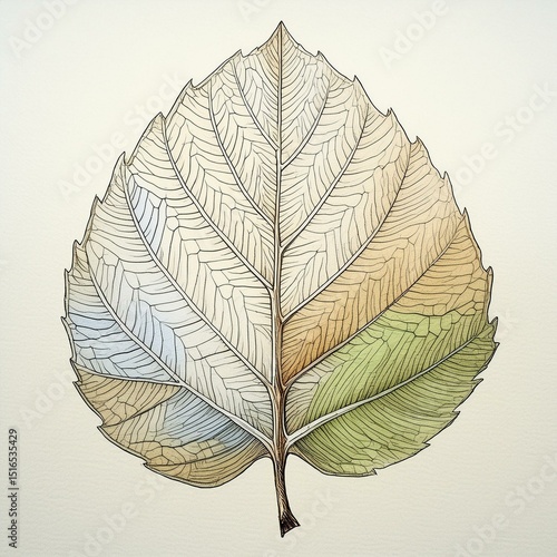 Generated image Natural leaf,  in light green, brown