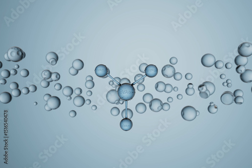 A bunch of small spheres are floating in the air