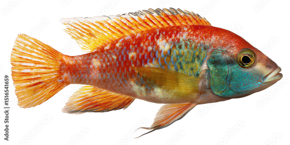 Fototapeta premium Vibrant Orange and Teal Freshwater Fish Stunning Aquarium Addition
