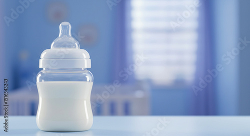 feeding bottle with milk for baby, isolated on light violet blue background, bluer baby's room,bottle, baby, plastic, isolated, milk, container, medicine, 