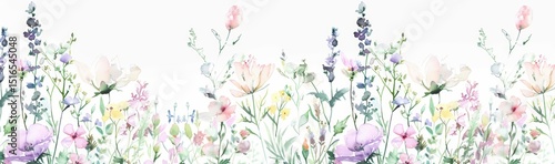 field of lavender flowers. watercolor style