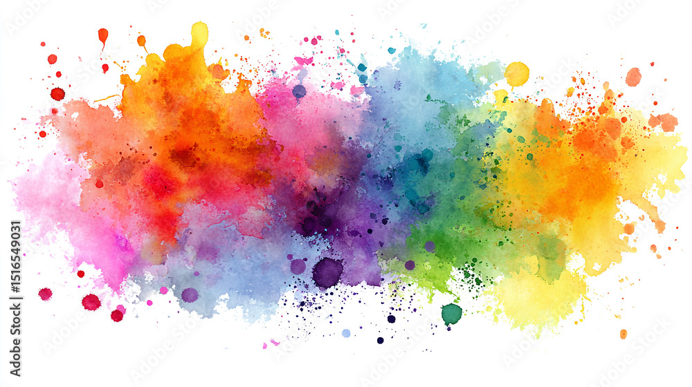 Vibrant rainbow watercolor splashes background Vibrant rainbow watercolor splashes background