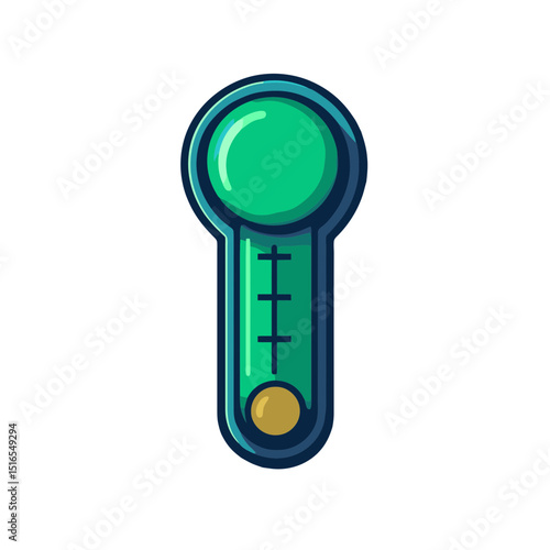 Simple flat cartoon design of a moderate thermometer icon showcasing temperature readings in a creative manner