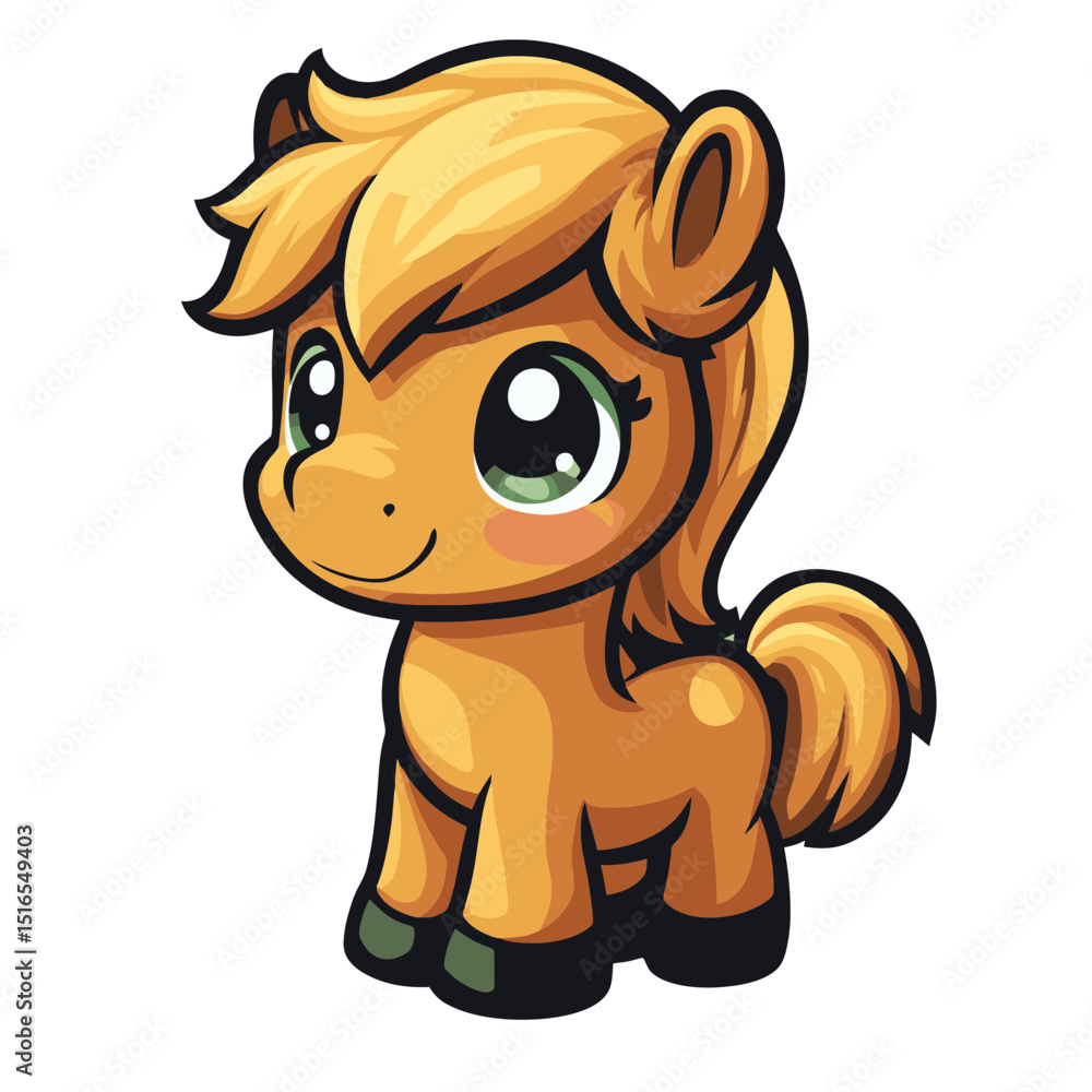Obraz premium Cute cartoon pony icon with bright colors and friendly expression, perfect for various design projects and children's themes
