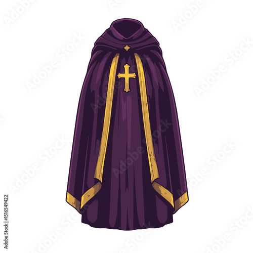 Priest stole icon representing religious attire with a simple flat cartoon design in vibrant colors