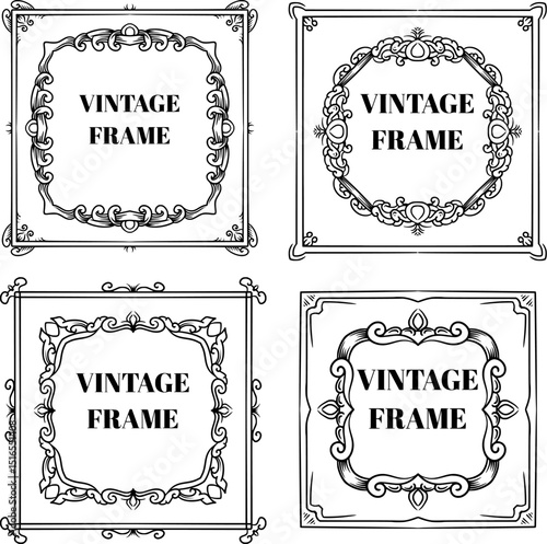 luxury frame bundle line art illustration