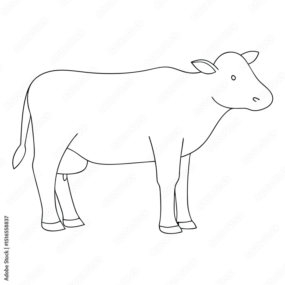 Fototapeta premium Simple Line Drawing of a Cow