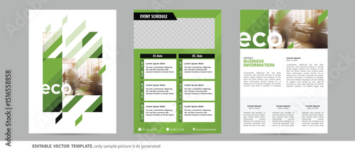 green sustainable eco  business flyer booklet event schedule timeline time table background template