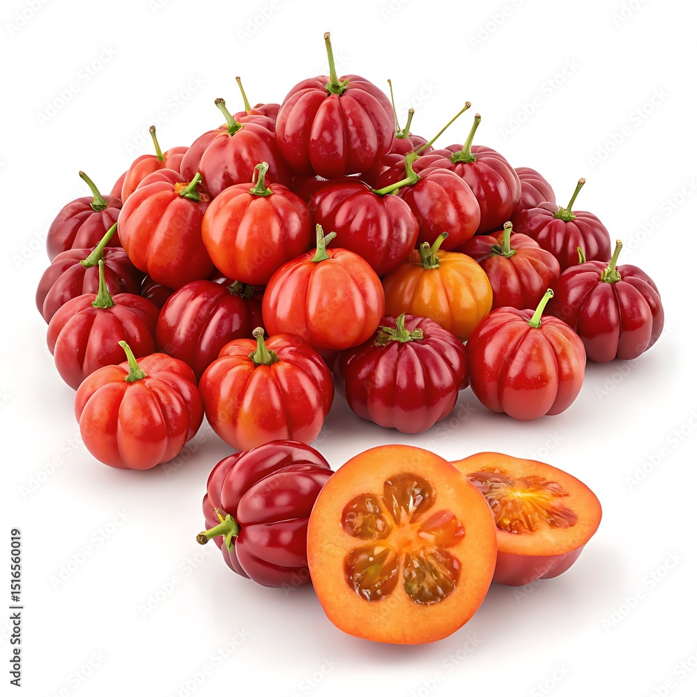 Fototapeta premium Surinam cherry on white background