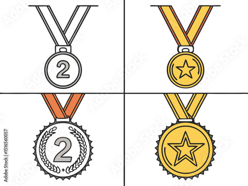 Set of Three Different Colored Medals