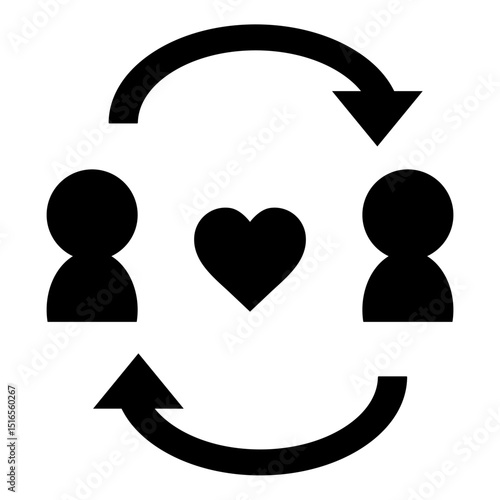 人物とサイクルの矢印アイコン　ハート