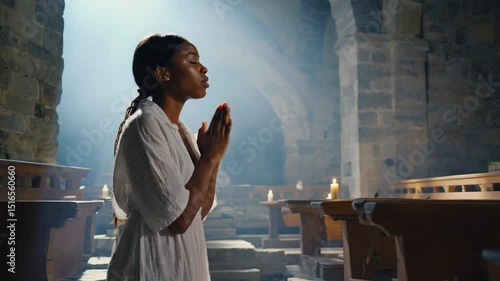 black ethnic woman church christian praying religious content video