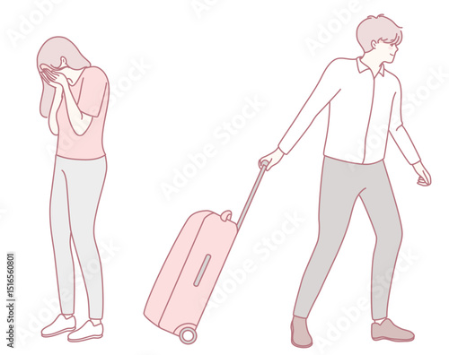 A deeply moving illustration that beautifully captures the intricate emotions tied to saying goodbye during a departure