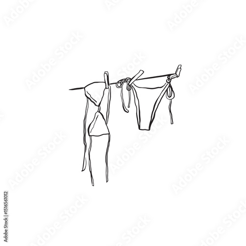 Line art bikini illustrtion vector