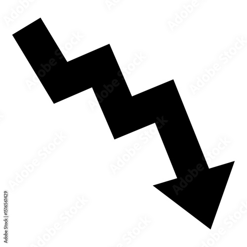 ジグザグの下降矢印　シンプルなアイコン