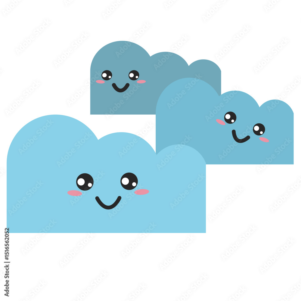 Obraz premium Kawaii Cute Cloudy Weather Character Icon