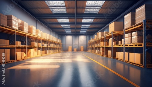 Wallpaper Mural large clean warehouse or storage room with boxes of merchandise generative ai Torontodigital.ca