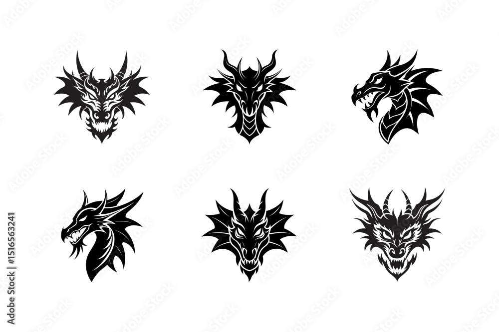 Obraz premium dragon head tattoo design vector illustration