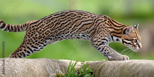 ocelot outdoors frolicking in its natural habitat