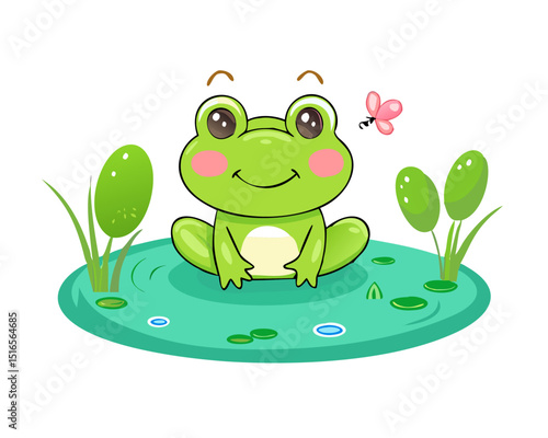 green frog on a white background