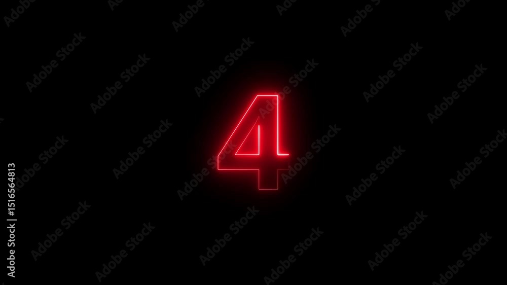 Number 4 neon bright red color animation 4k video. Number 4 neon bright red color animation 4k video.