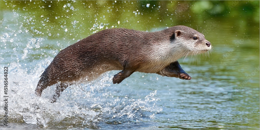 Obraz premium otter outdoors frolicking in its natural habitat