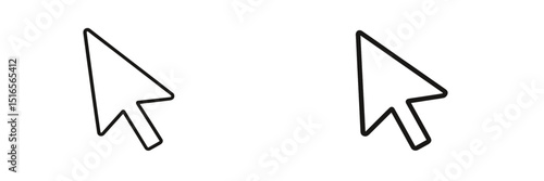 Two simplistic black arrow cursors depicted against a white background, emphasizing digital navigation elements and design