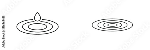 Ripple effect created by a droplet falling into still water in a serene environment