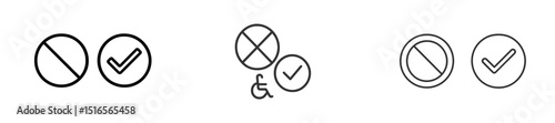 Symbols indicating approval and disapproval for accessibility and inclusivity standards