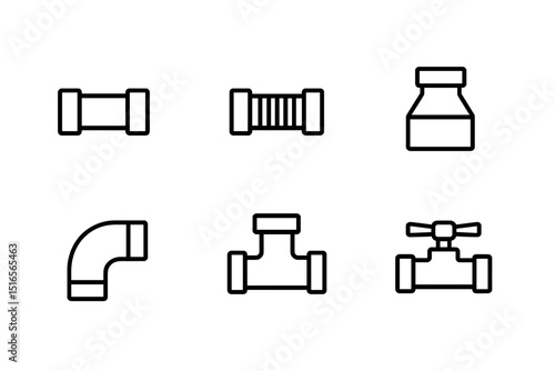 Various plumbing fittings and components displayed on a flat surface for industrial and repair use in a workshop or home setting