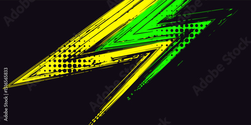 Abstract yellow-blue frame on a dark background. Sporty design in grunge style. Illustration for sports, athletics, training. eps 10