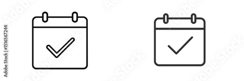 Calendar icons showing completion as symbols of planning and productivity in a minimalist design style