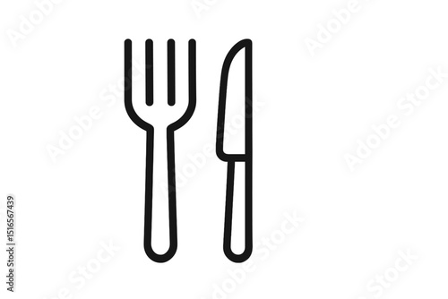 Fork and knife arranged neatly on a clean white background ready for a meal preparation or dining experience