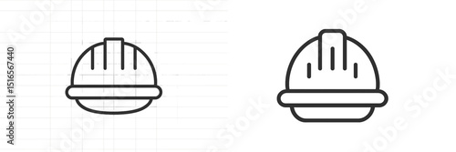 Simple outline of a construction helmet showcasing its iconic shape and design for safety in building environments
