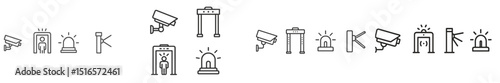 Security system elements such as cameras, alarms, and sensors displayed in a digital illustration for safety measures