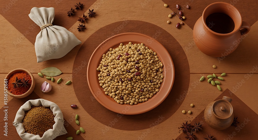 Hearty Lentil Dish with Spices, Ready to Cook Hearty Lentil Dish with Spices, Ready to Cook