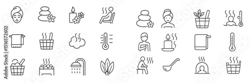 Relaxation and wellness symbols featuring spa elements and activities for rejuvenation